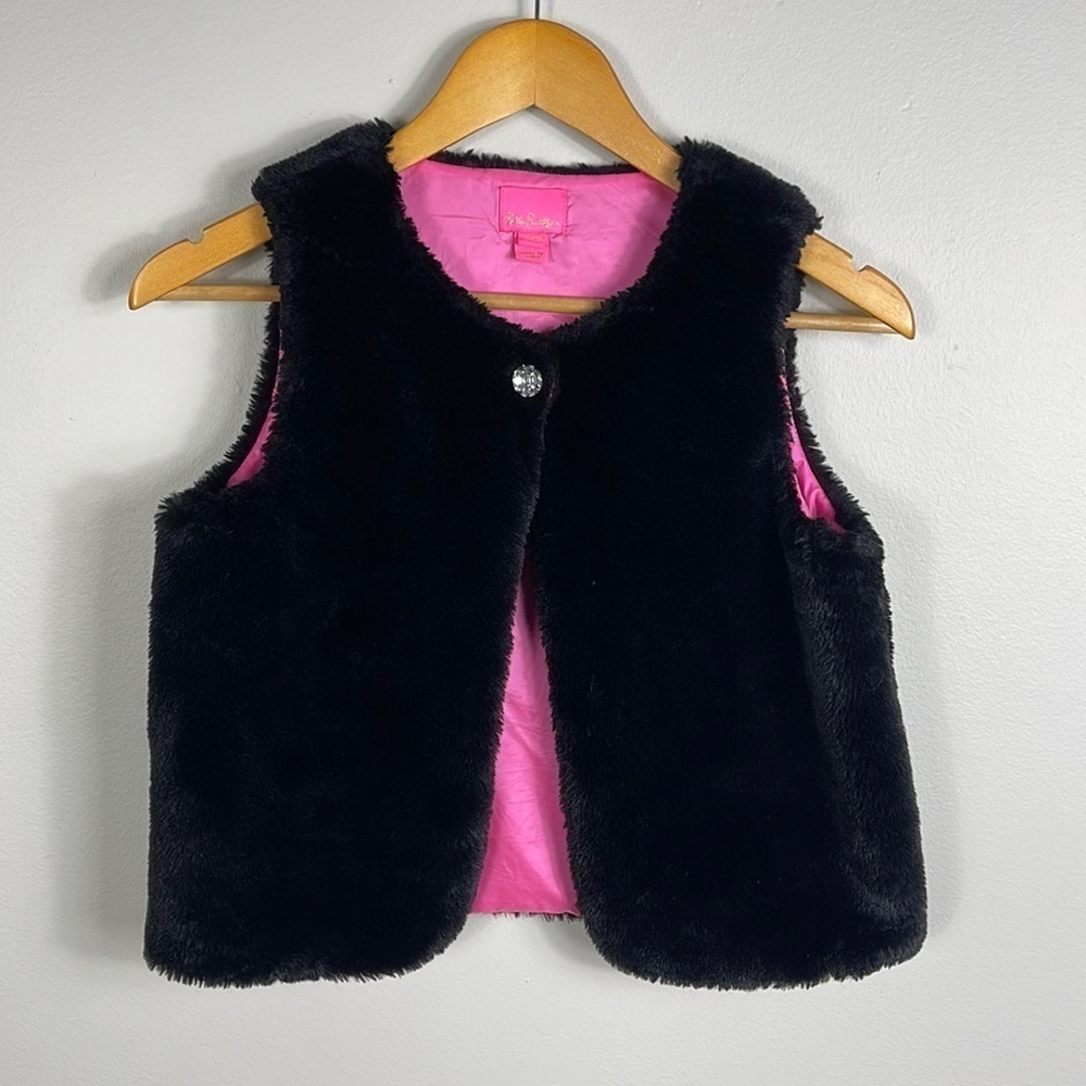 Lilly Pulitzer Girls Winston Vest in Onyx. Size L 12/14.